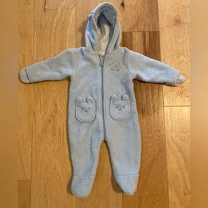 Little Wonders hooded light blue sz. 3-6 months onesie with hand and footies